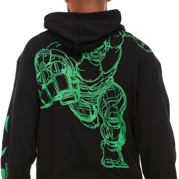 Marvel Hoodie Sweatshirt Men’s Medium Black Hulk Avengers Pullover Hooded NWT - Picture 6 of 12